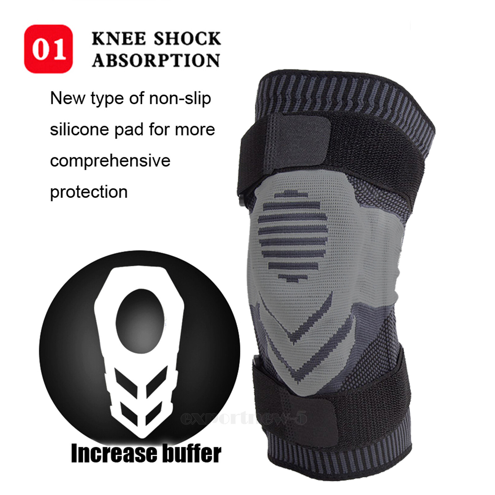 Knee Brace Compression Sleeve Support with Gel Pad Side Stabilizers Patella Wrap