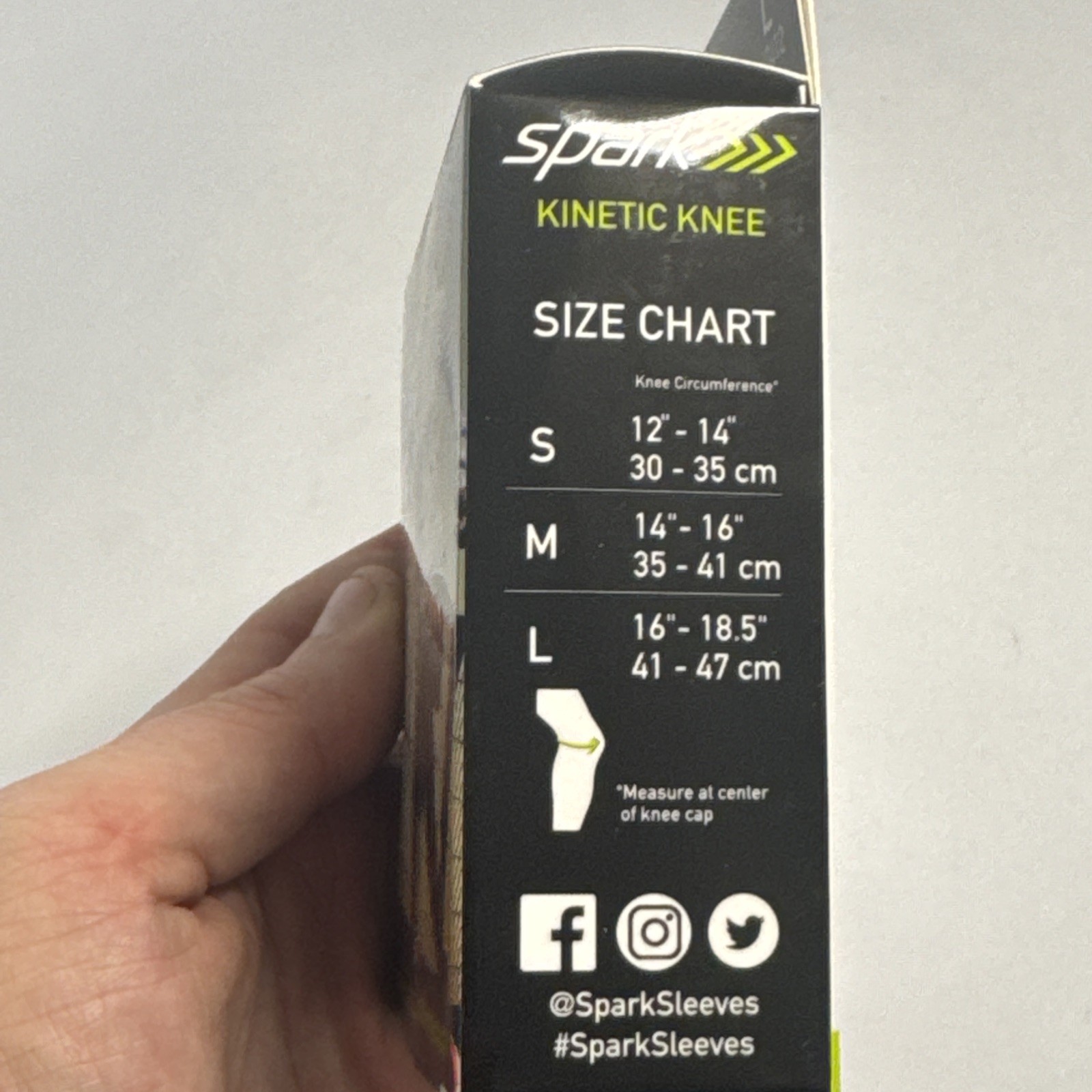 Spark Kinetic Knee Sleeve Compression Support w/ Embedded Kinesiology Tape Large