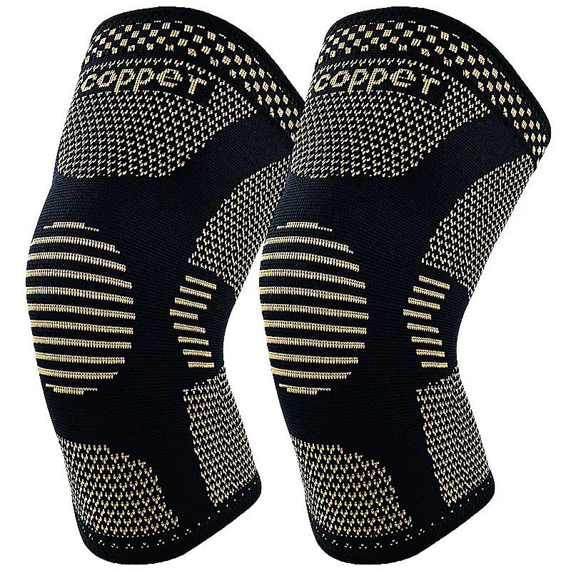 2pcs Copper Knee Sleeves Compression Brace Support Sport Joint Injury Pain Gym+