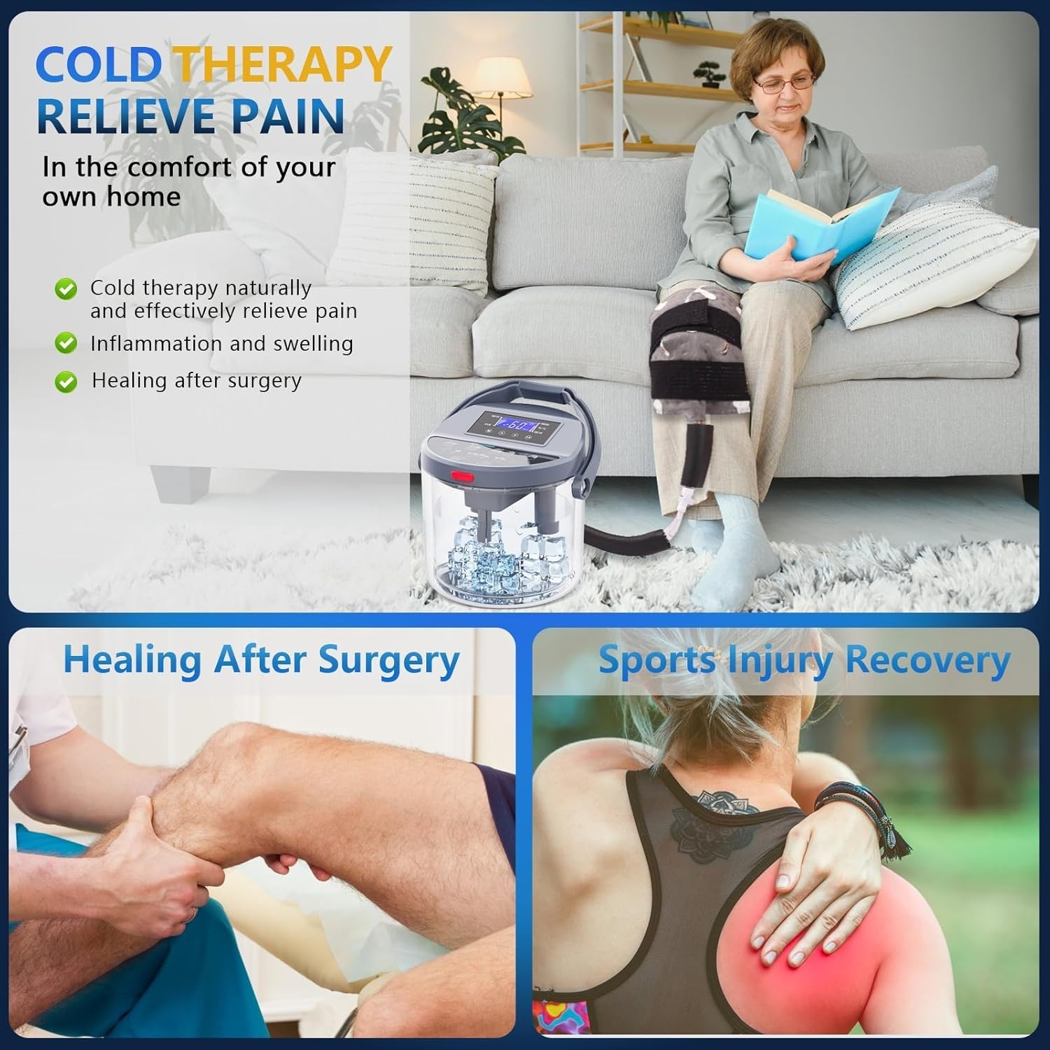 Cold Therapy Machine, Ice-Machine-For-Knee-After-Surgery, Knee Replacement Recov