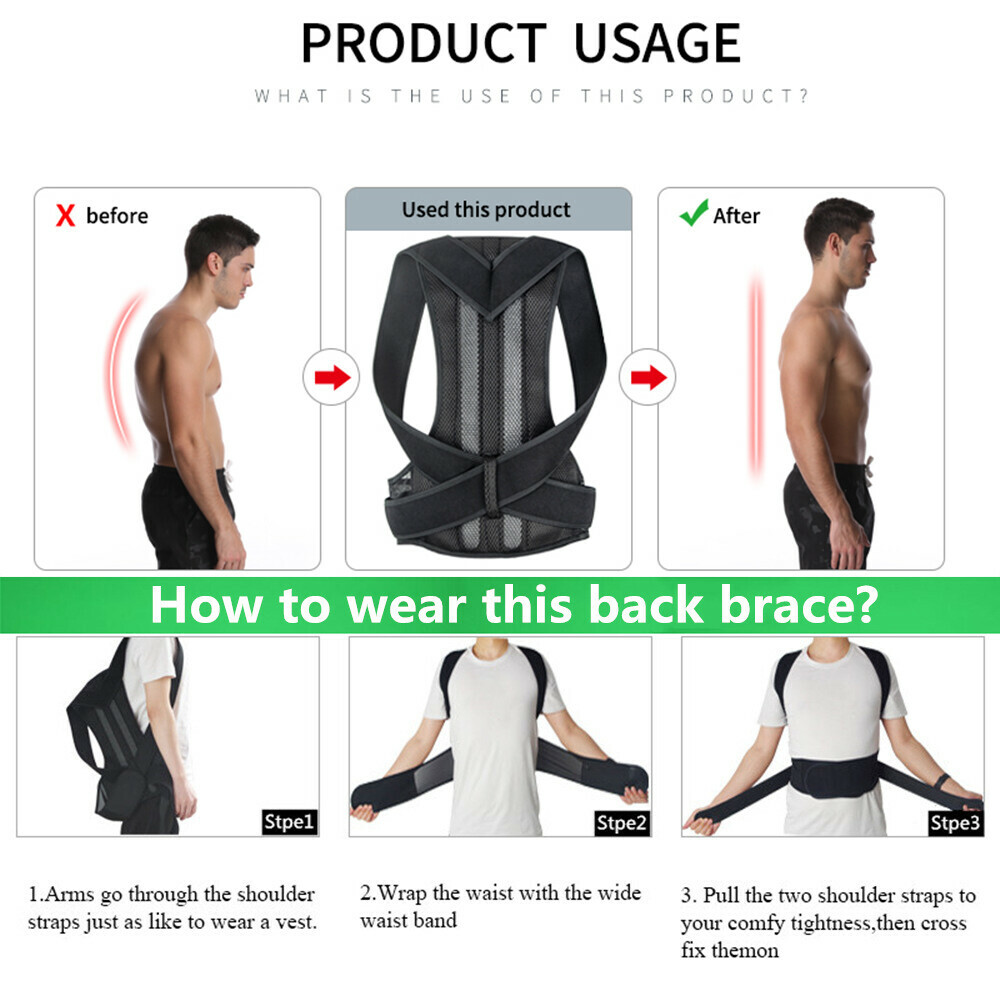 Adjustable Posture Corrector Back Straightener Shoulder Support Brace Men Women