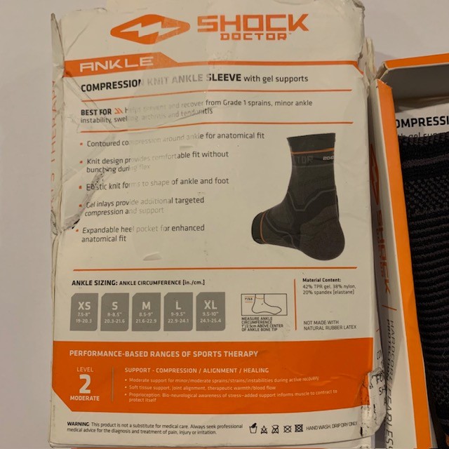 Shock Doctor Compression Knit Ankle Sleeve Gel Supports Size Small Open Box