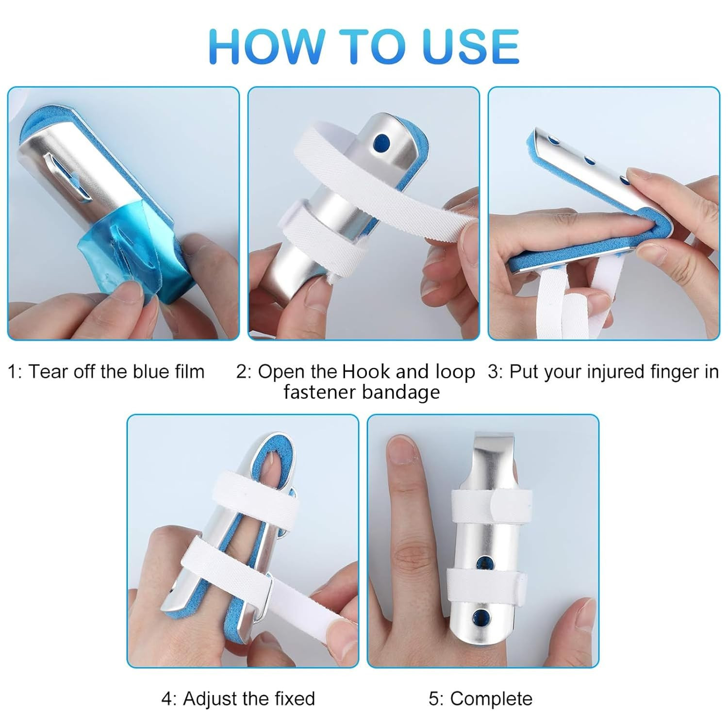 10 Pieces Finger Splints Metal Padded Support Finger Stabilizer with Soft Foam I