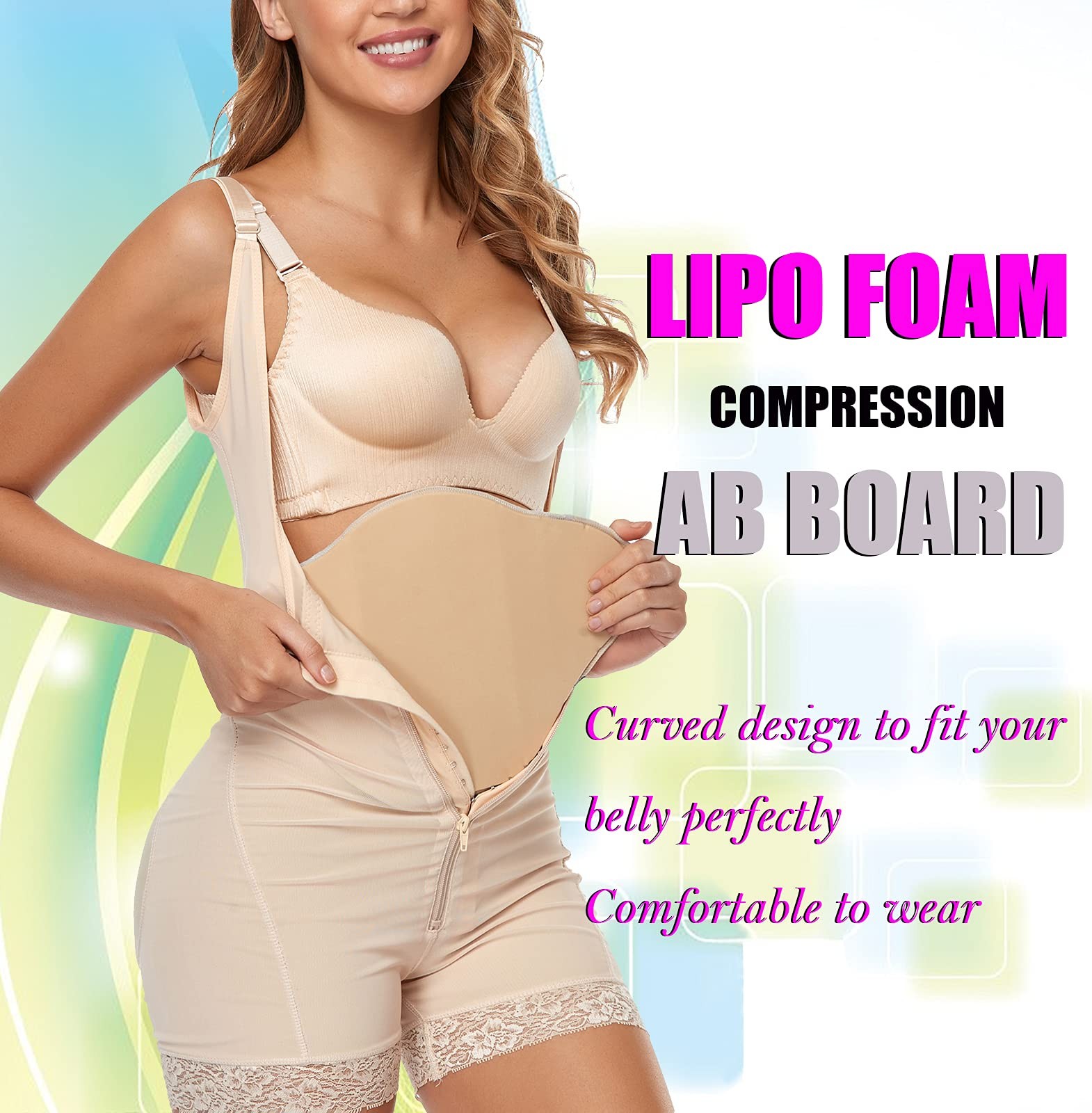 Moolida Lipo Foam Compression Ab Board Post Surgery Abdominal One Size, Beige