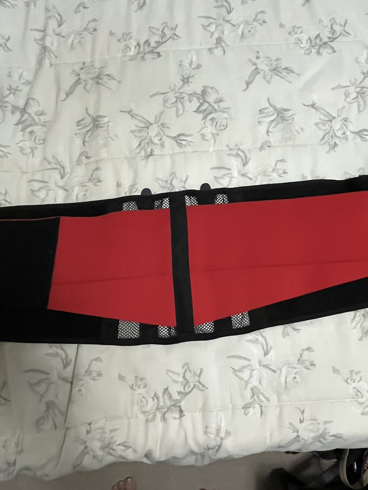 DK-1 Adjustable Back Brace Lumbar Support Black With Red. Waist From 26×48 Large