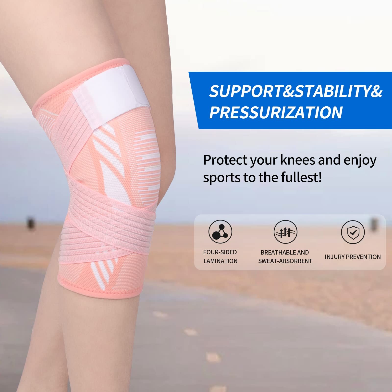 yeloumiss Knee Brace for Women & Men Support Sleeve 1 Pack Medium, Pink