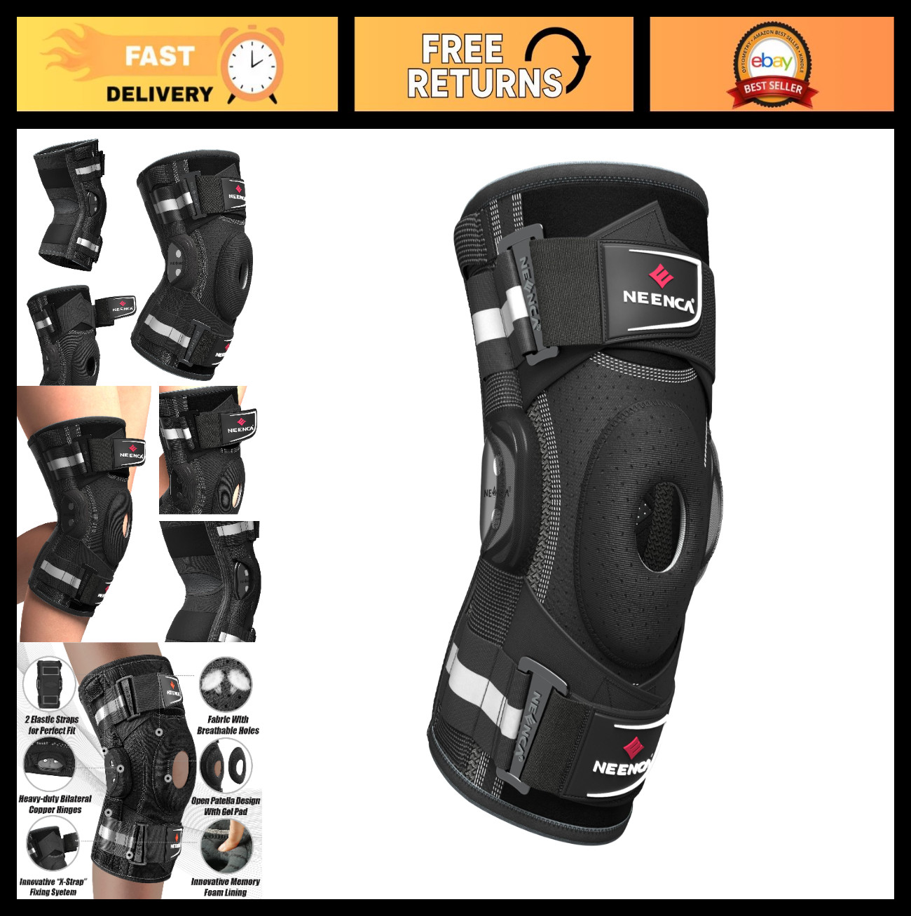 Hinged Knee Brace Support for Men & Women | Pain Relief, Joint Stability, ACL, P