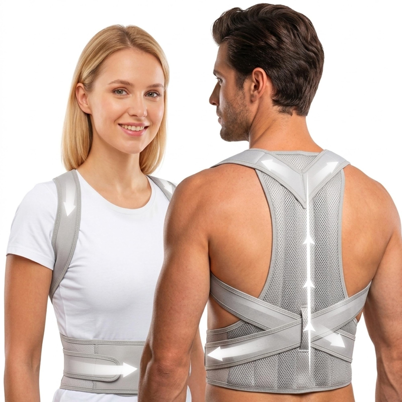 SUKHDA Adjustable Posture Corrector Back Brace for Men & Women – Large, Gray