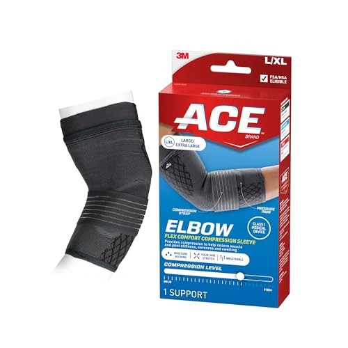 ACE Brand Flex Comfort Compression Elbow Sleeve 208707, L/XL Large/X-Large