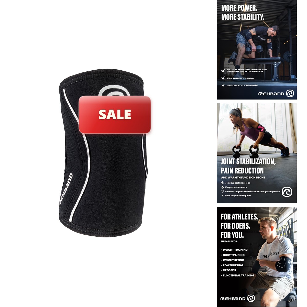 Rehband Elbow 5mm Compression Sleeve, Neoprene Elbow Sleeves Weightlifting