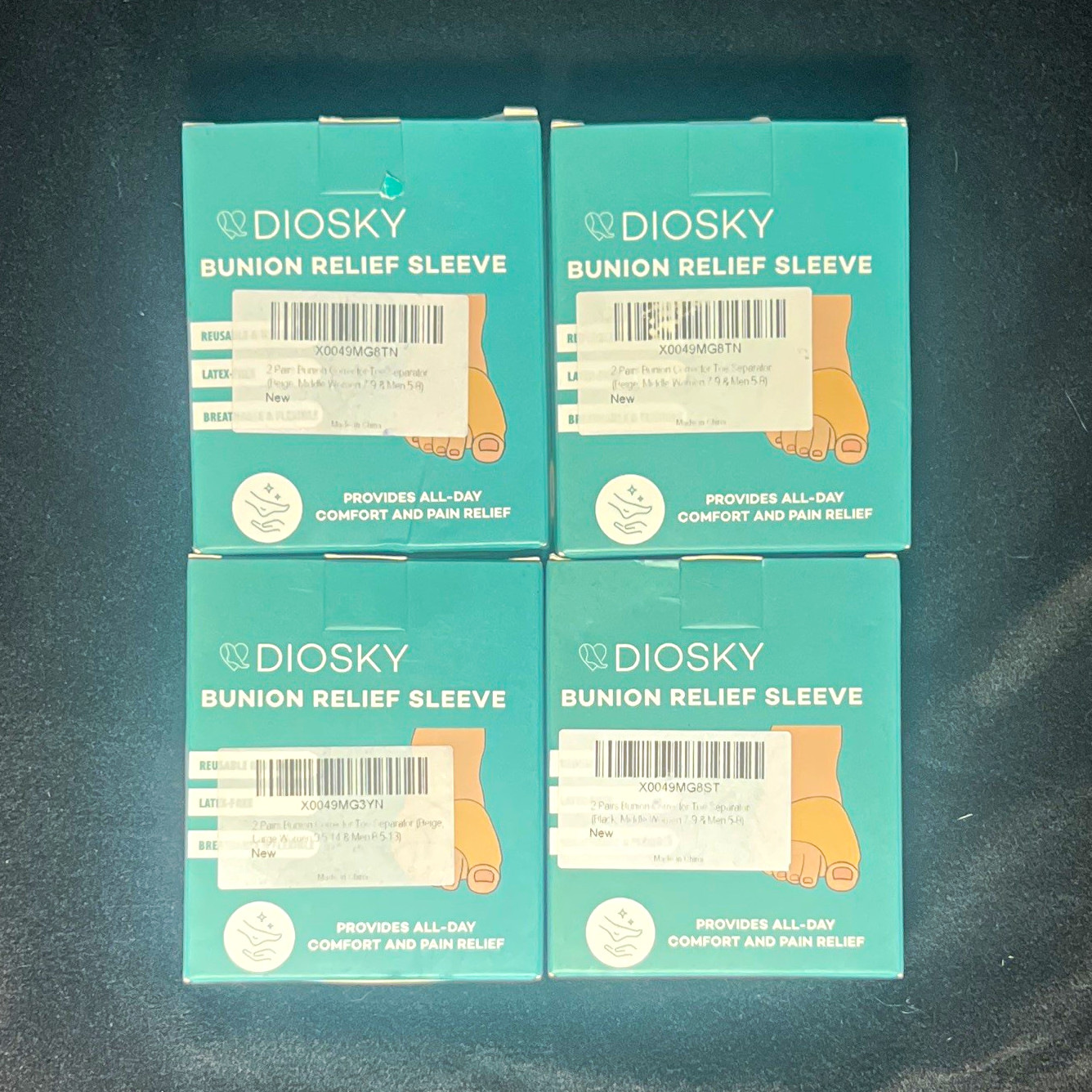 DIOSKY Bunion Relief Sleeve Gel Latex-Free Reusable Large Beige Toe Foot