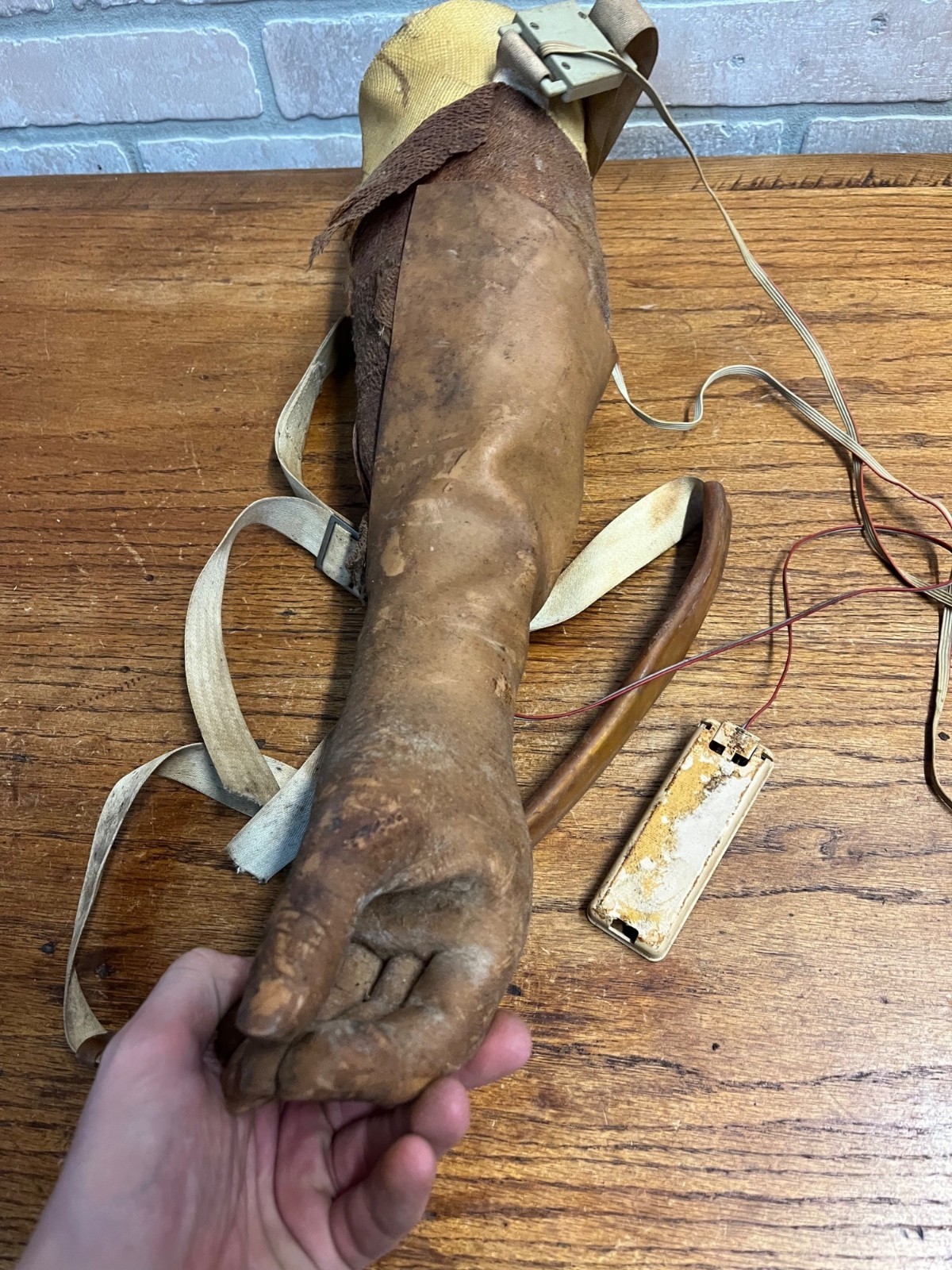 Vintage Prosthetic Arm Left Hand Mechanical Rubber Covered Medical Oddity AS-IS