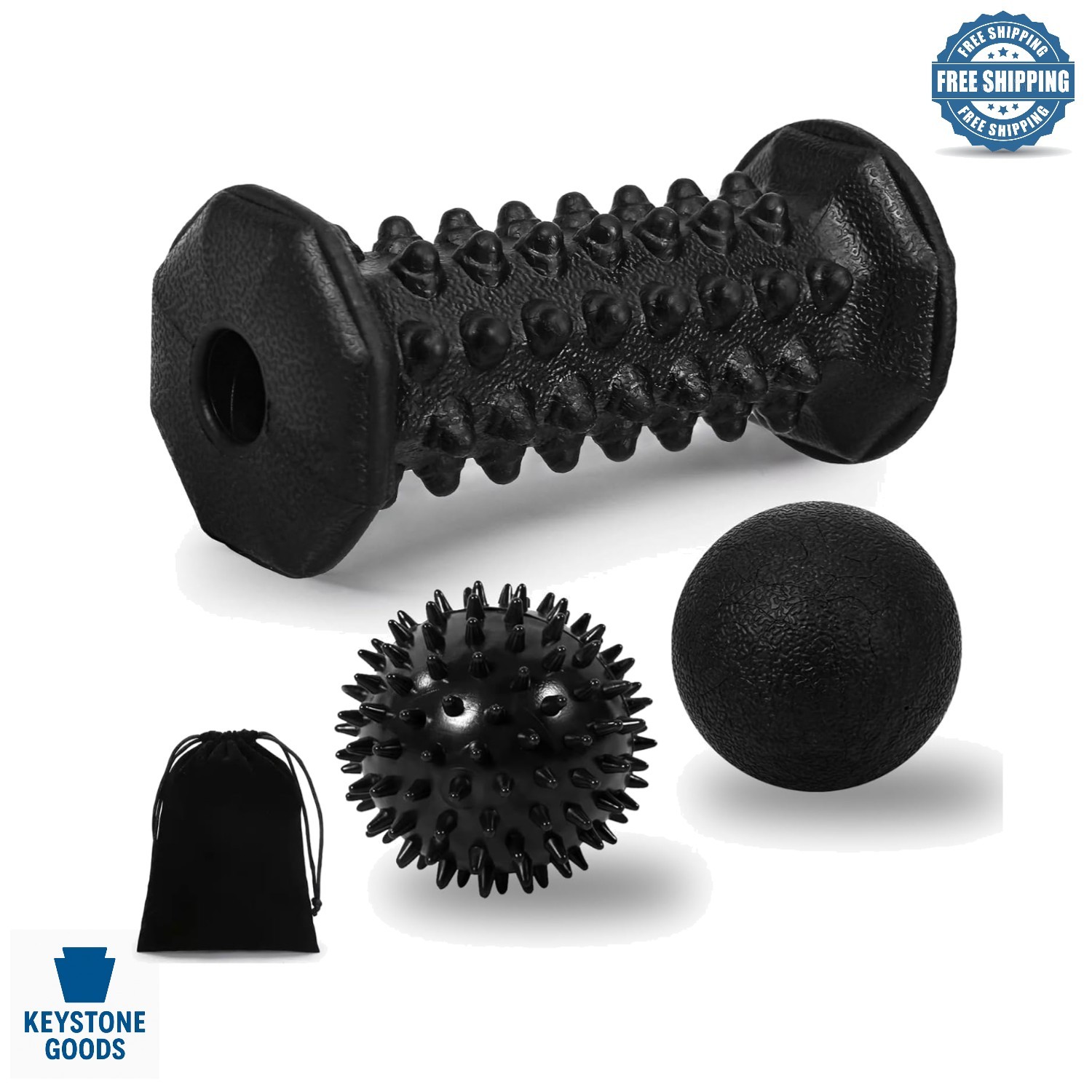 Foot Massage Set with Roller & Spiky Ball for Plantar Fasciitis & Foot Pain R…