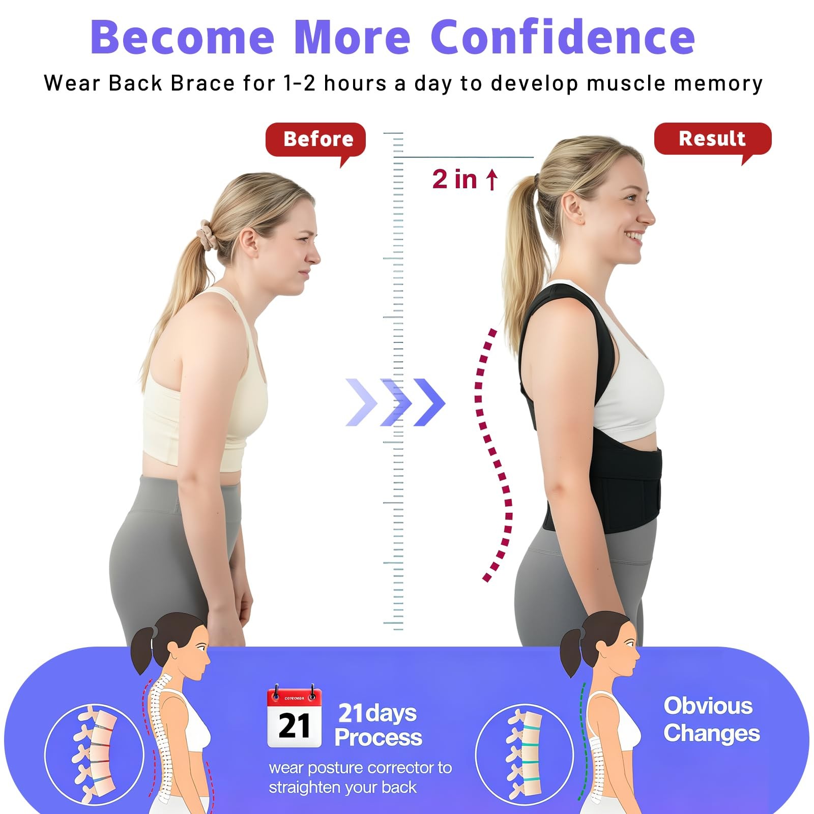 SFSSCDF Back Brace Posture Corrector for Women and Men Vertical M-Back