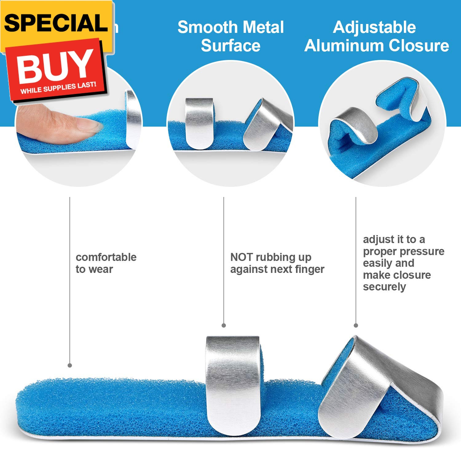 Trigger Finger Splint Brace for Thumb Index Middle Ring Pinky, Metal Foam Broken