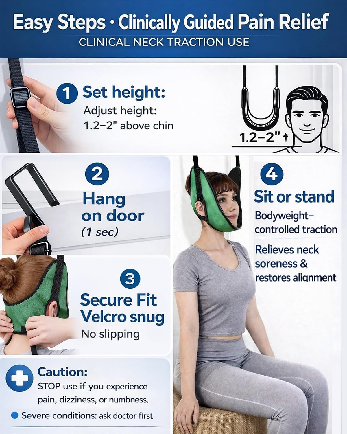 Upgraded Over-the-Door Neck Traction Device for Pain Relief & Posture Correction