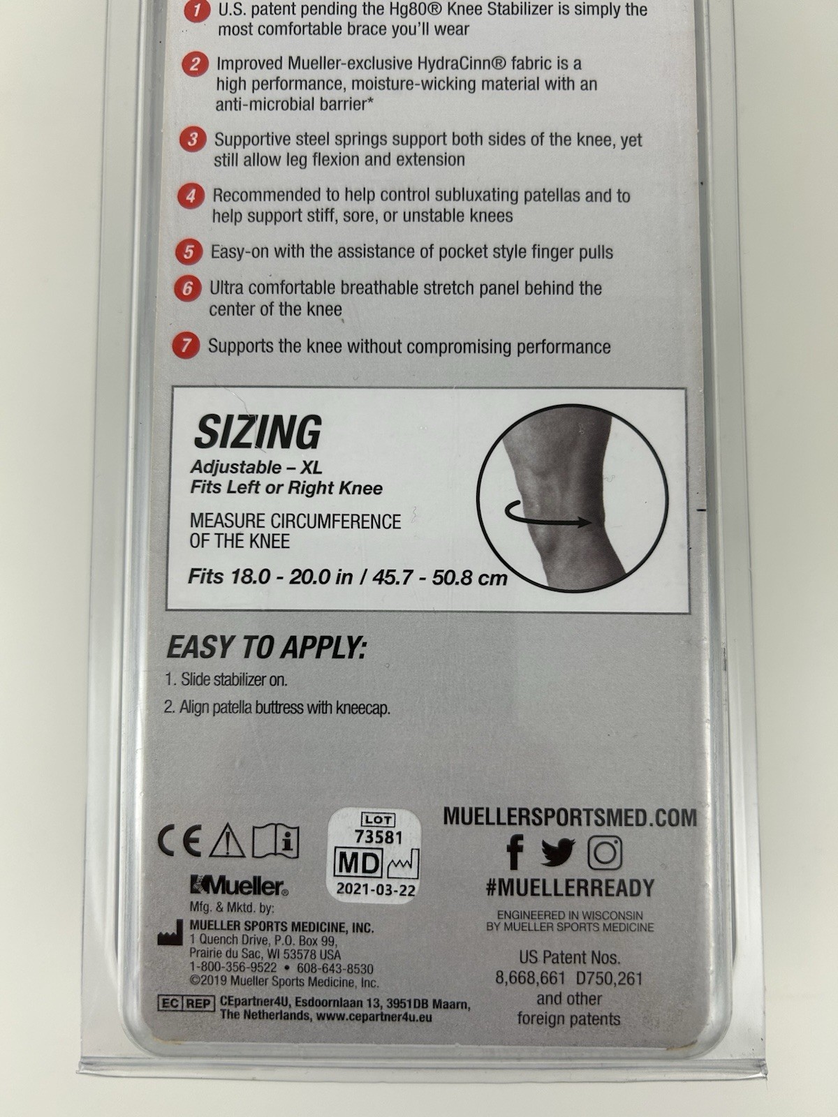 Mueller Sports Medicine HG80 Sport Care Premium Knee Stablizer XL Extra Large