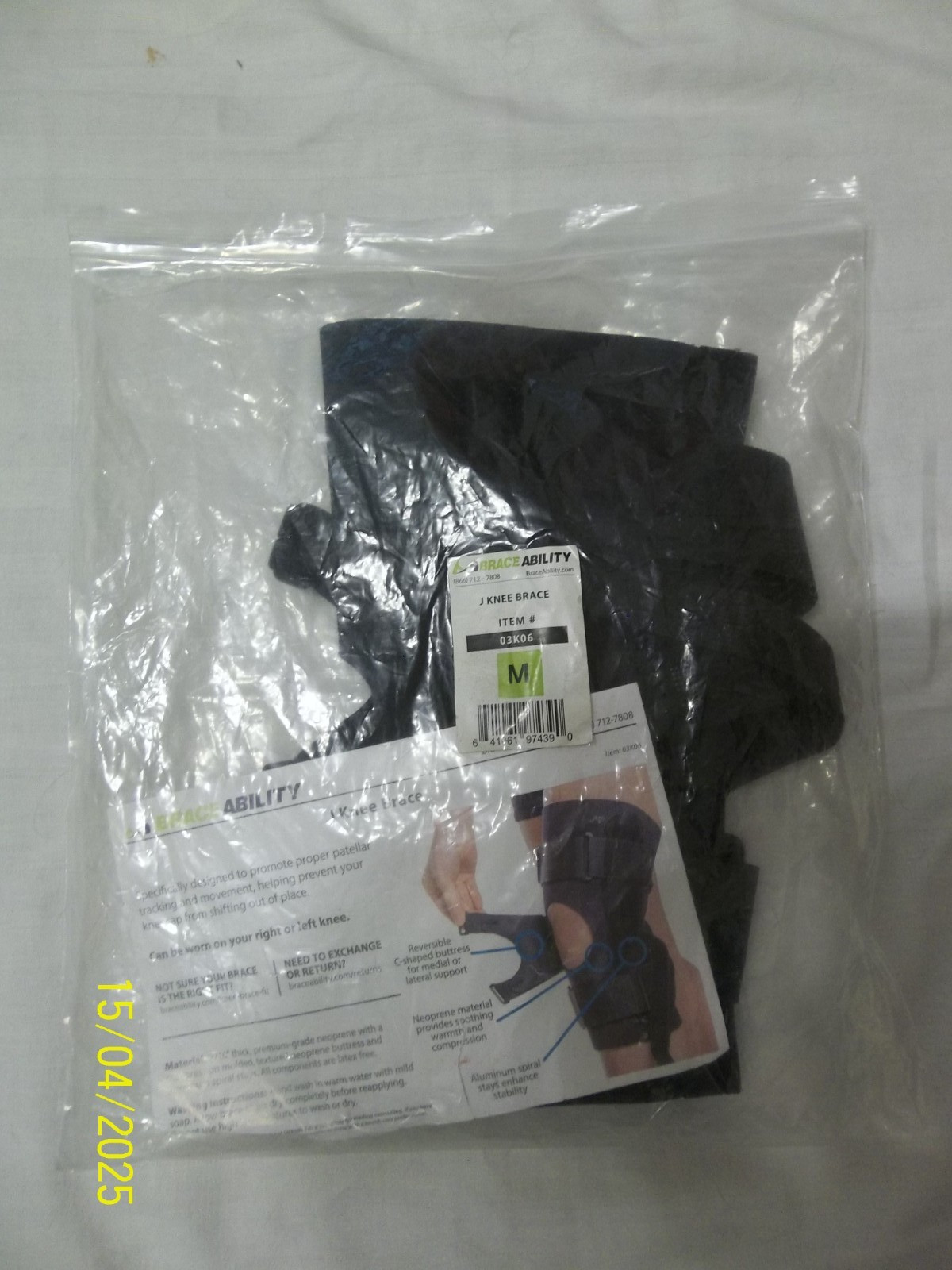 NEW BraceAbility J knee brace size Med Item#03K06 stabilization Right or Left