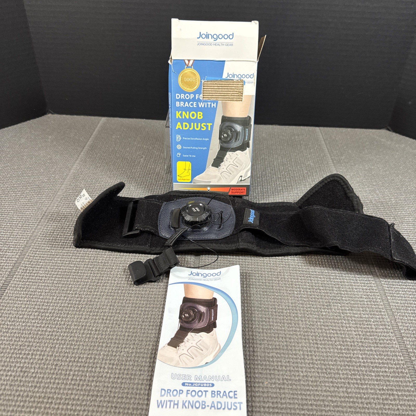 Joingood AFO Drop Foot Brace L/XL Knob Adjust Dorsiflexion Orthotic Left/Right