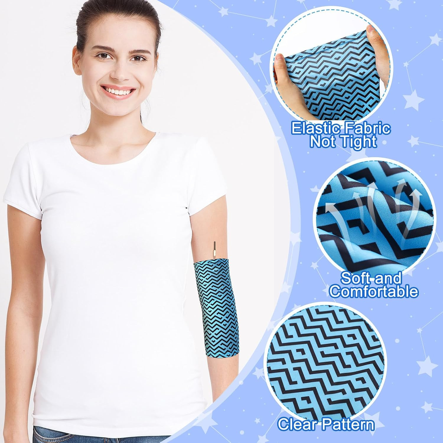 Cuffbow 12 Pcs PICC Line Reusable Sleeve Cover for Adults Upper Arm Breathable C