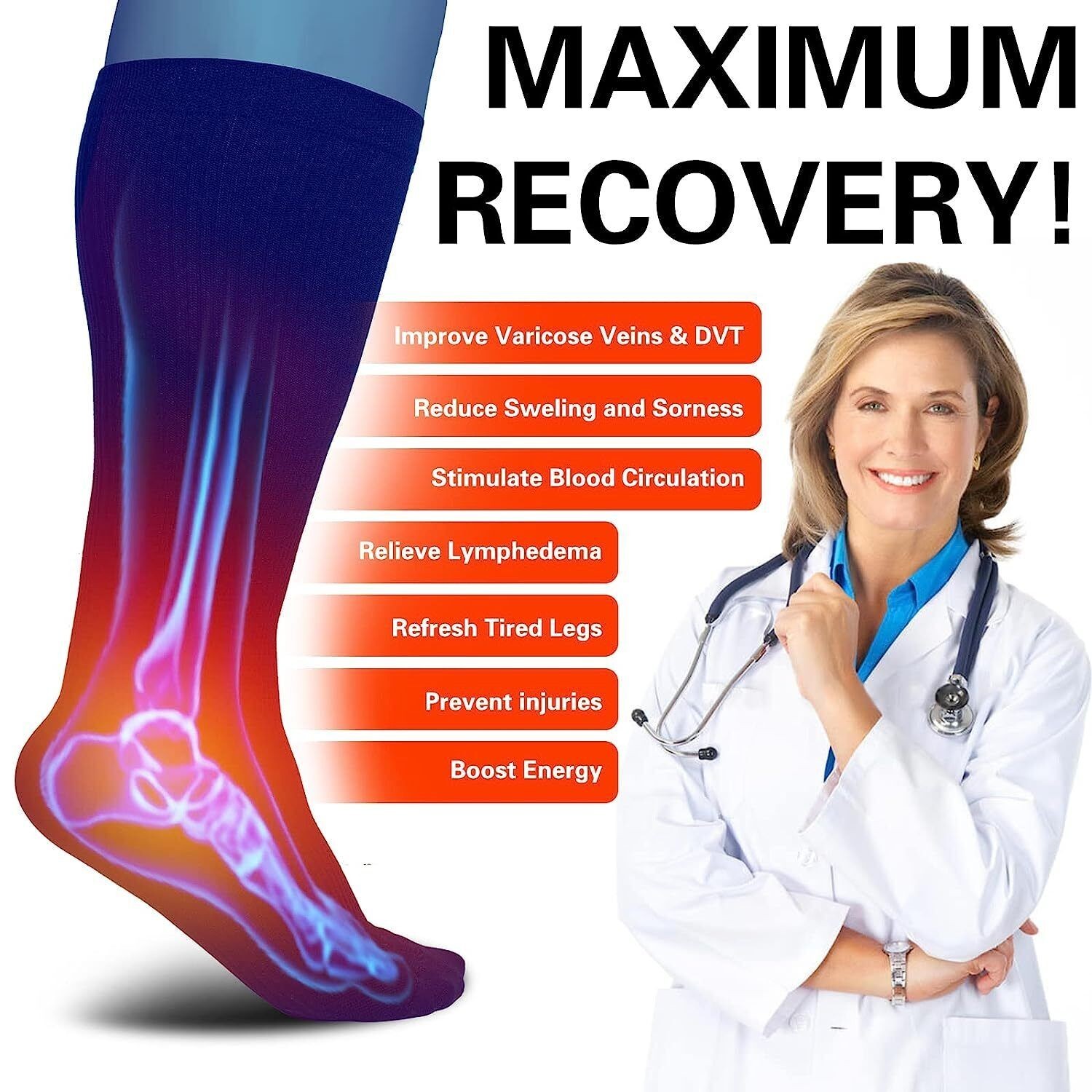 High Stretch Knee Braces Sleeves for Knee Pain Women & Men All-Day Use (XL)