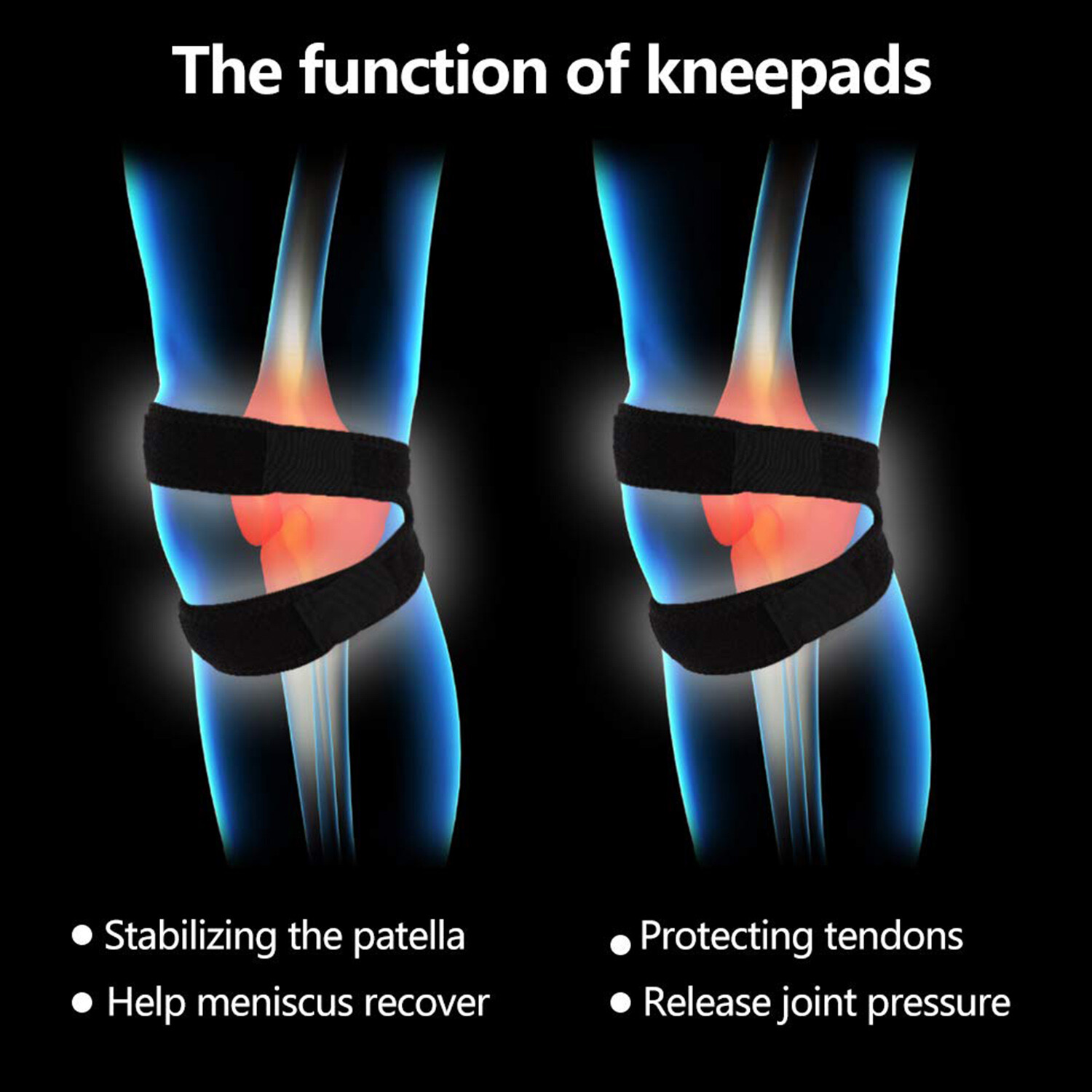 Knee Brace Support Compression Patella Straps Tennis Joint Pain Arthritis Relief