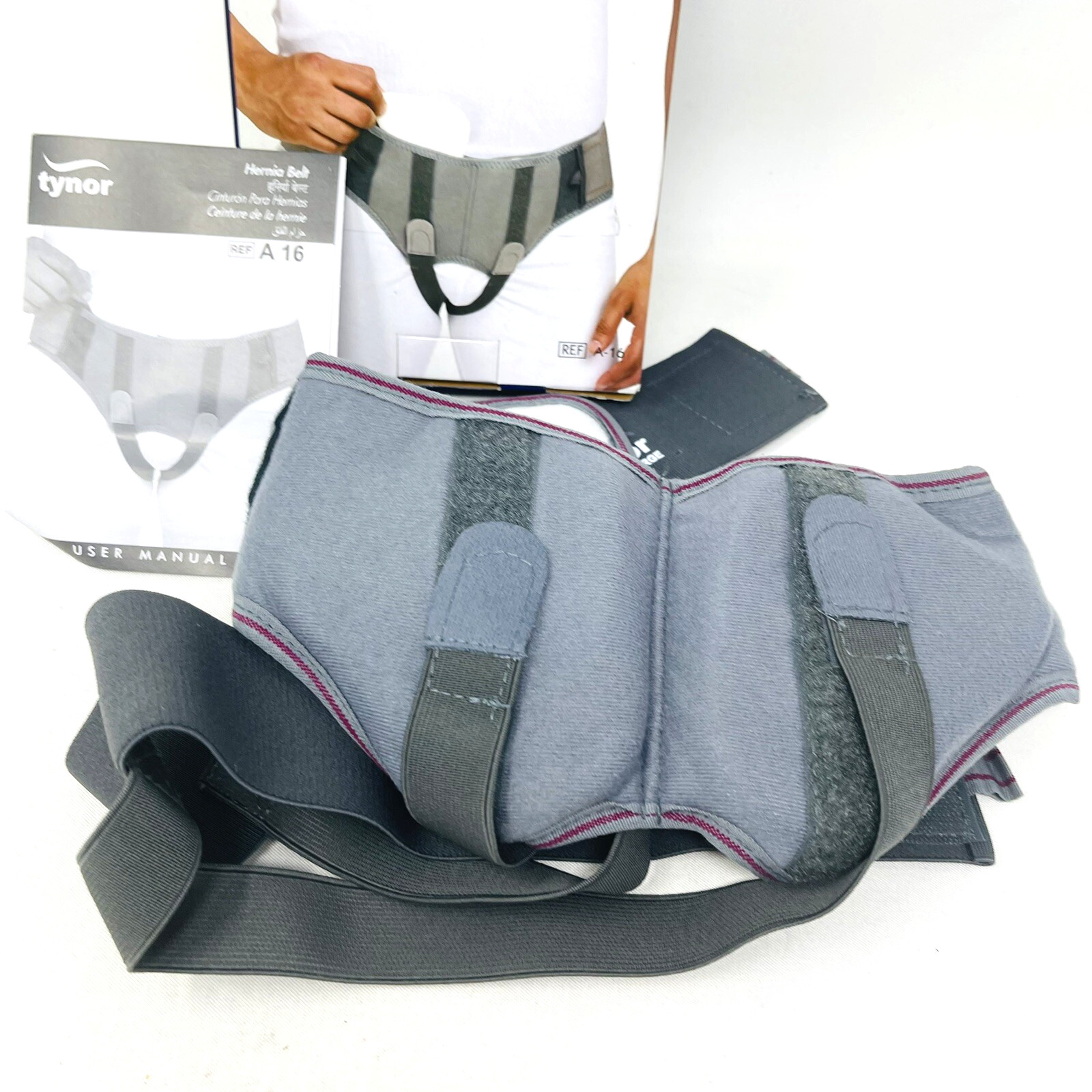 Tynor Hernia Belt Medium Unisex Grey Adjustable NEW