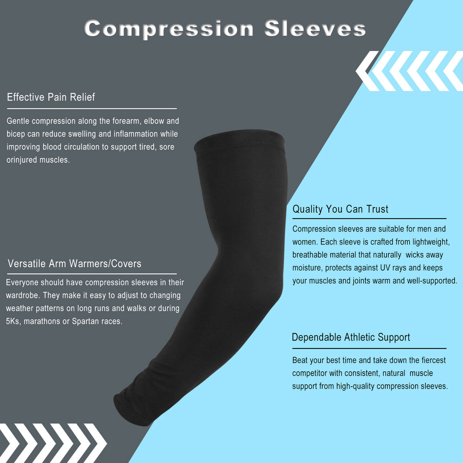 Compression Sleeve Arm Elbow Support Brace Cycling Joint Arthritis Pain Relief
