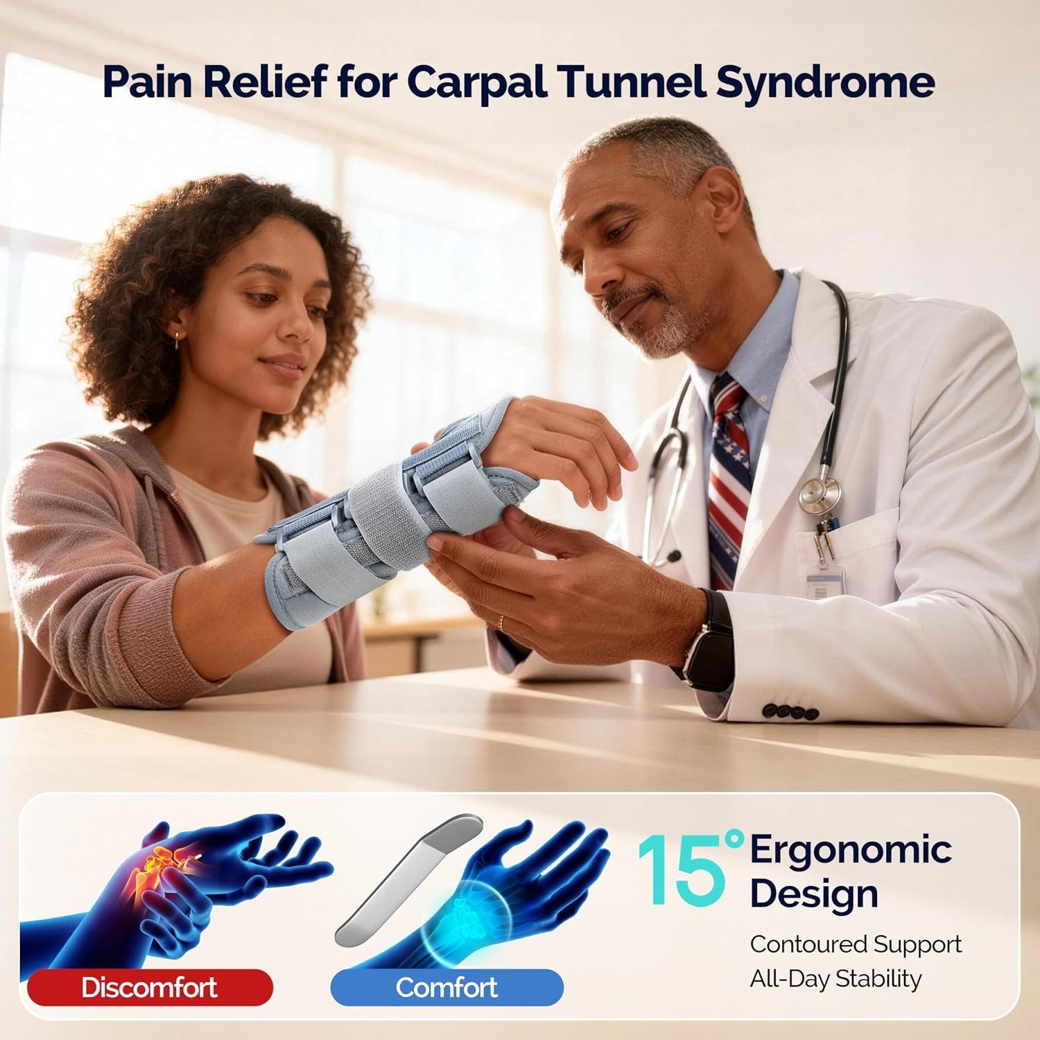 Adjustable Wrist Brace for Carpal Tunnel Pain Relief