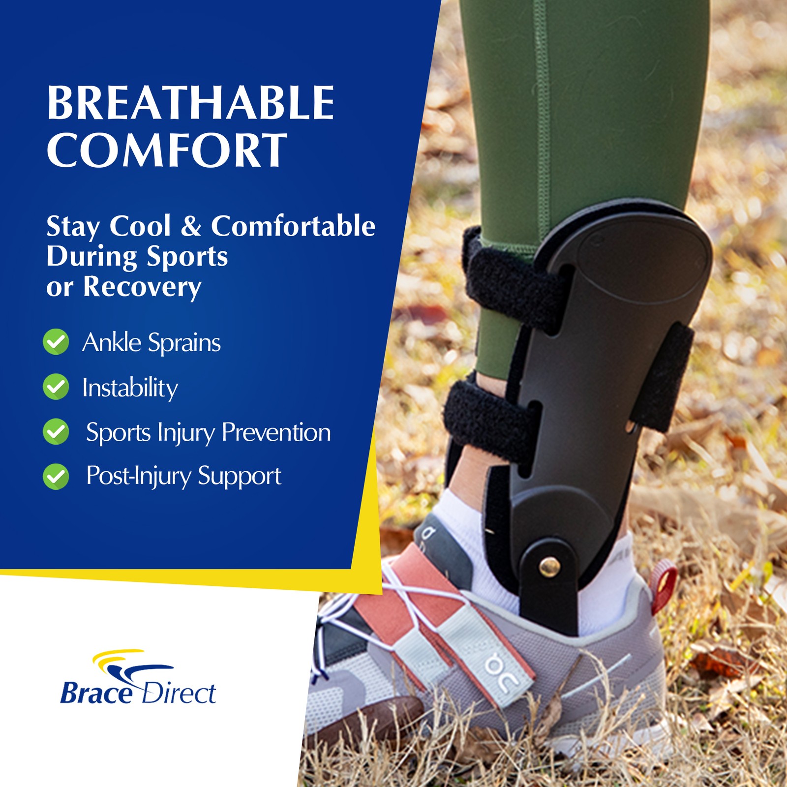 Semi-Rigid Active Ankle Brace Stabilizer for Sprain Support and Sport Protection