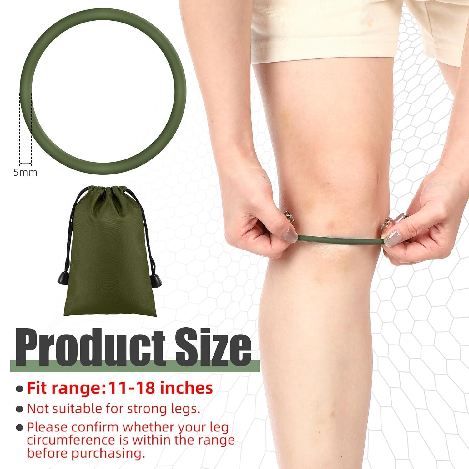 Comfortable Silicone Knee Support Bands, Perfect for Sports – Size M, Army Green