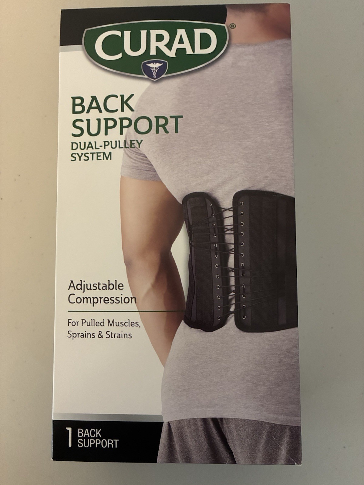 New Curad Muscle Back Support Dual-Pulley System Black 2XL