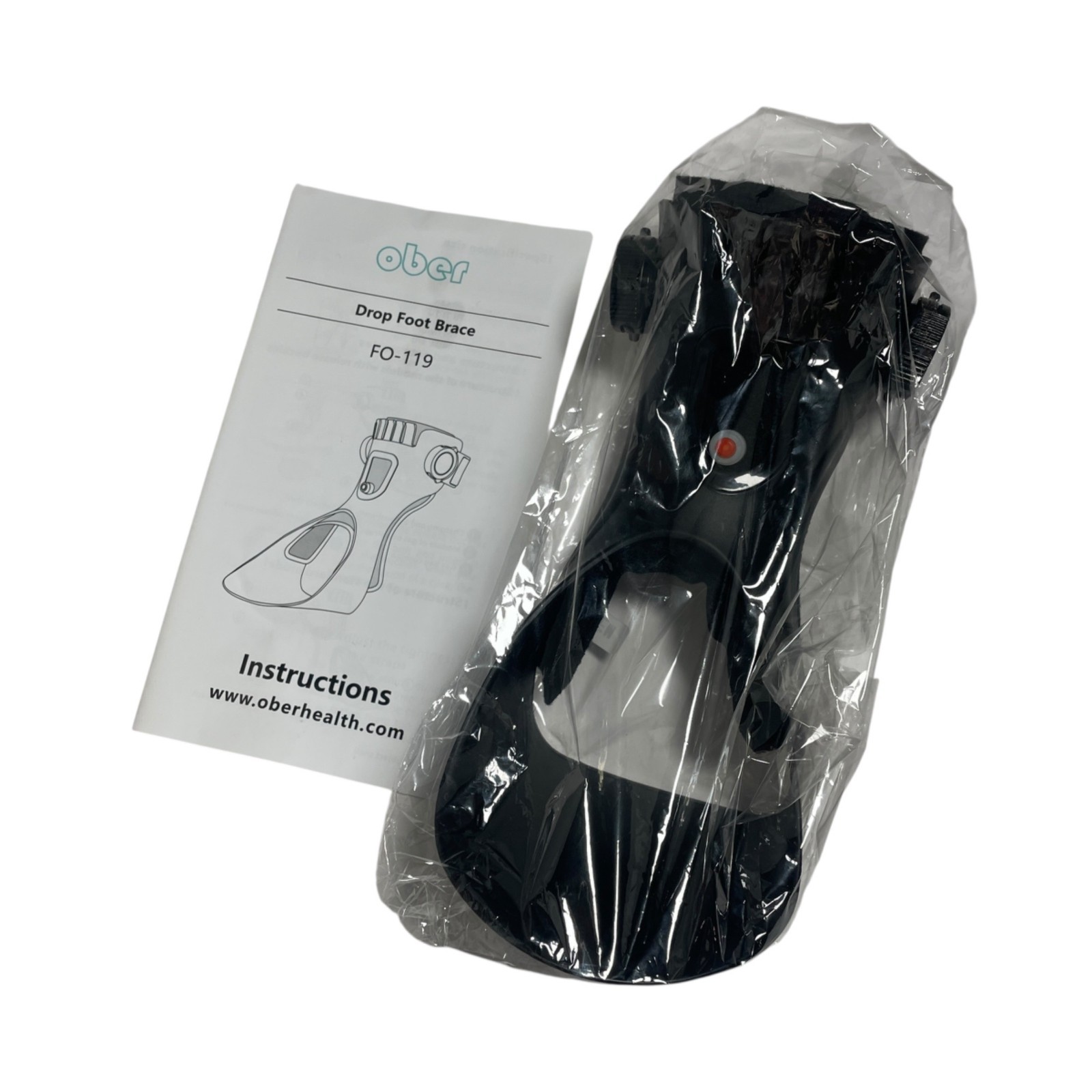 Ober FO-119 Drop Foot Brace Adjustable Black Lightweight Design
