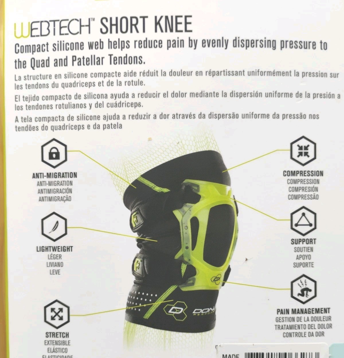 DonJoy Performance Webtech Short Knee Brace Small (L or R) New