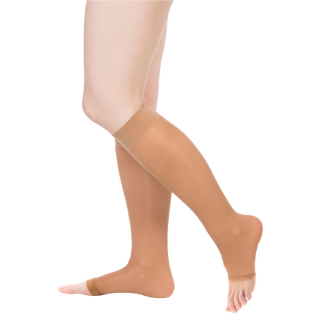 Allegro Women’s Sheer Knee High Compression Stockings 8-15 mmHg Large, Nude