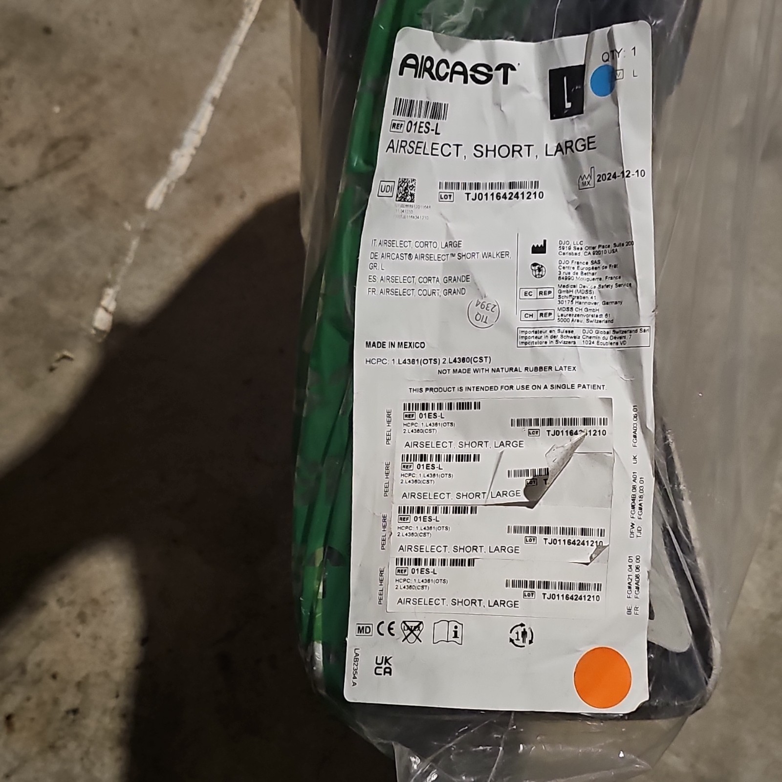 Aircast AirSelect Short Large Boot Immobilization Leg Brace 01ES-L