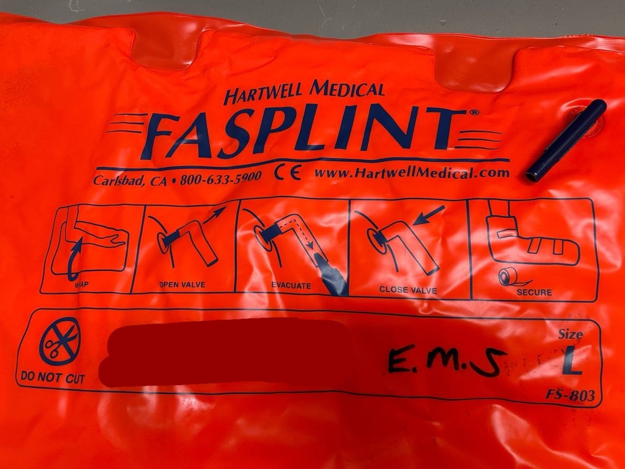 Hartwell Medical FS-803 Fasplint vacuum splint, L