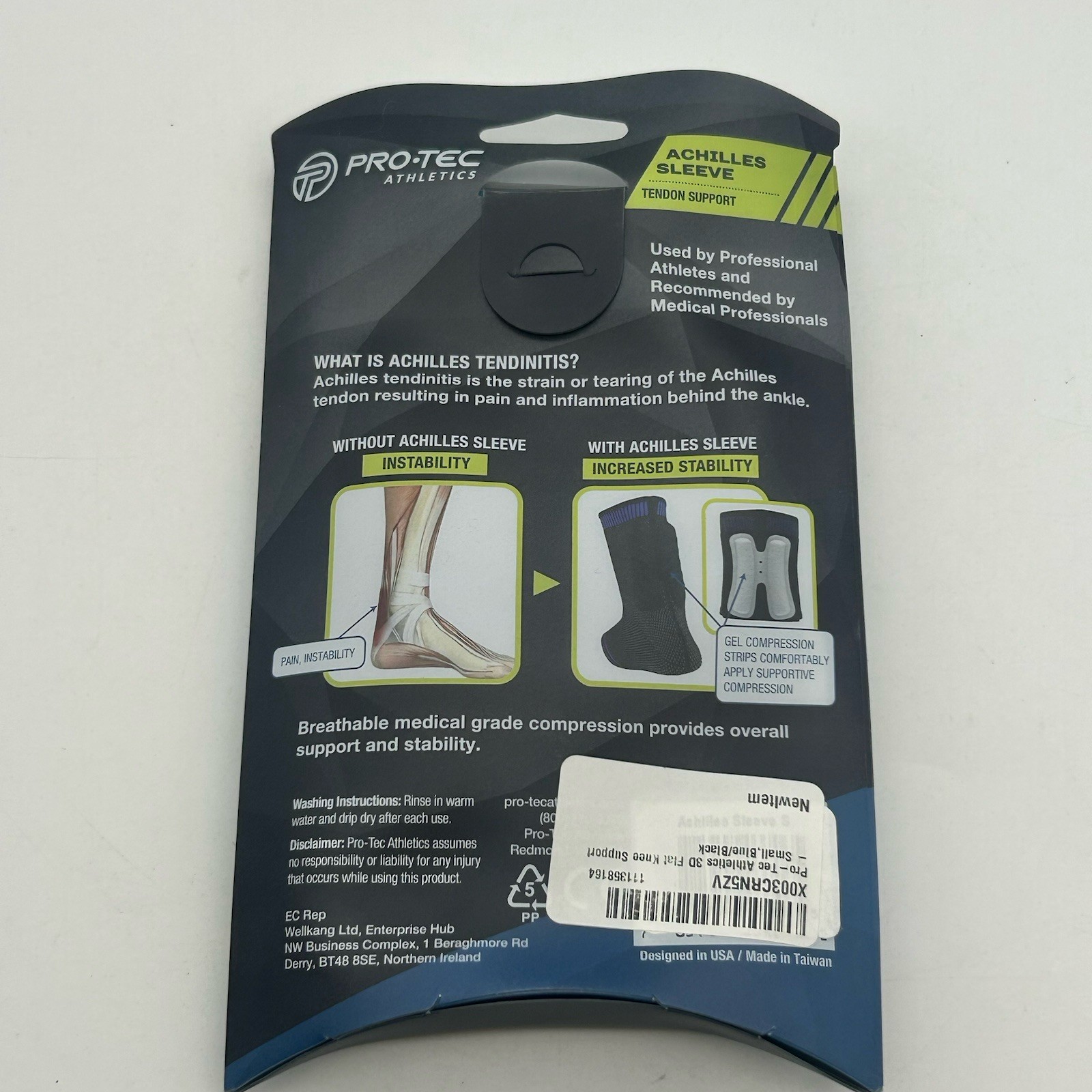 Pro-Tec Athletics Achilles Sleeve w/Dual Compression Strips – Tendon Supra Small