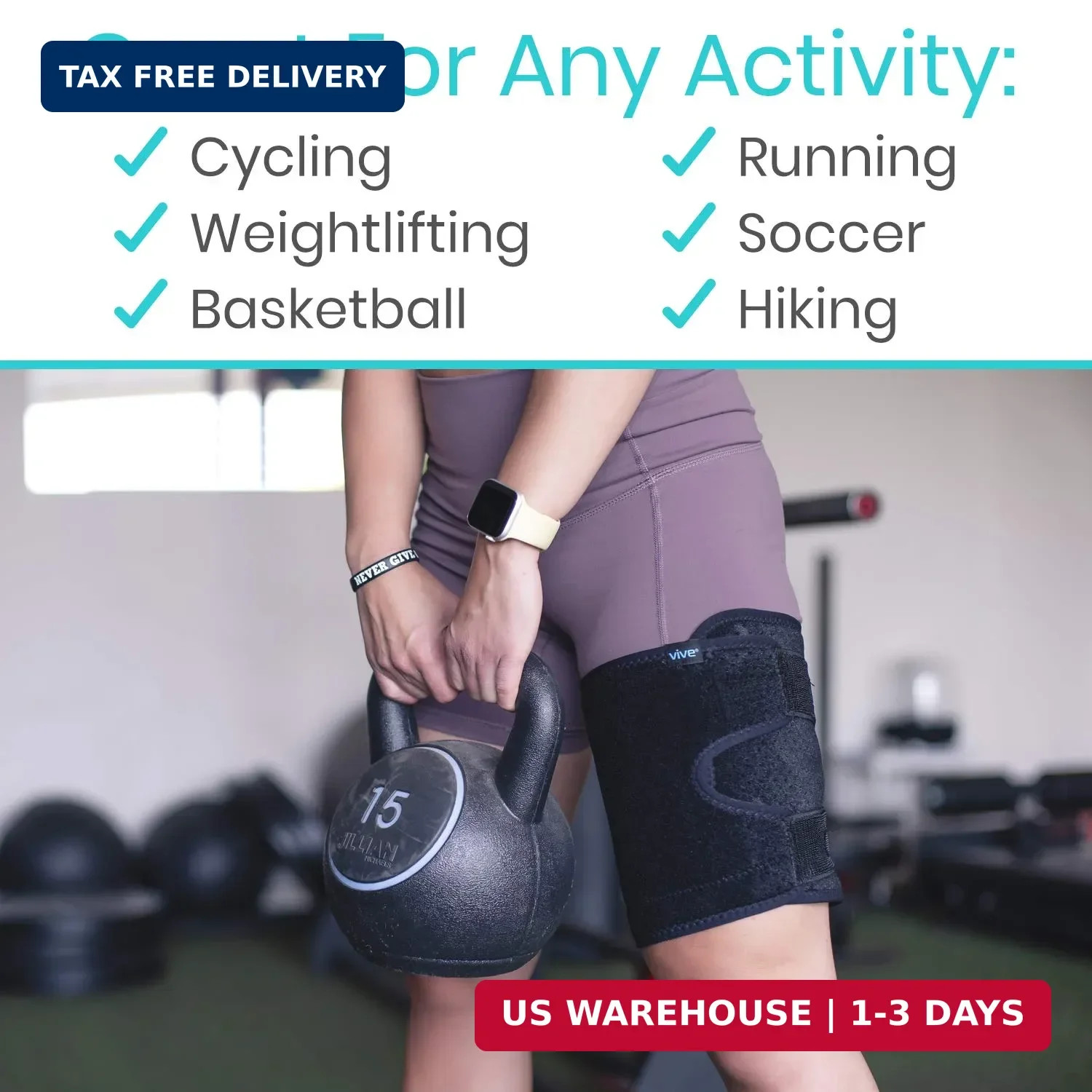 Thigh & Hamstring Compression Sleeve Brace for Men & Women (2 Pack) | Pain Relie