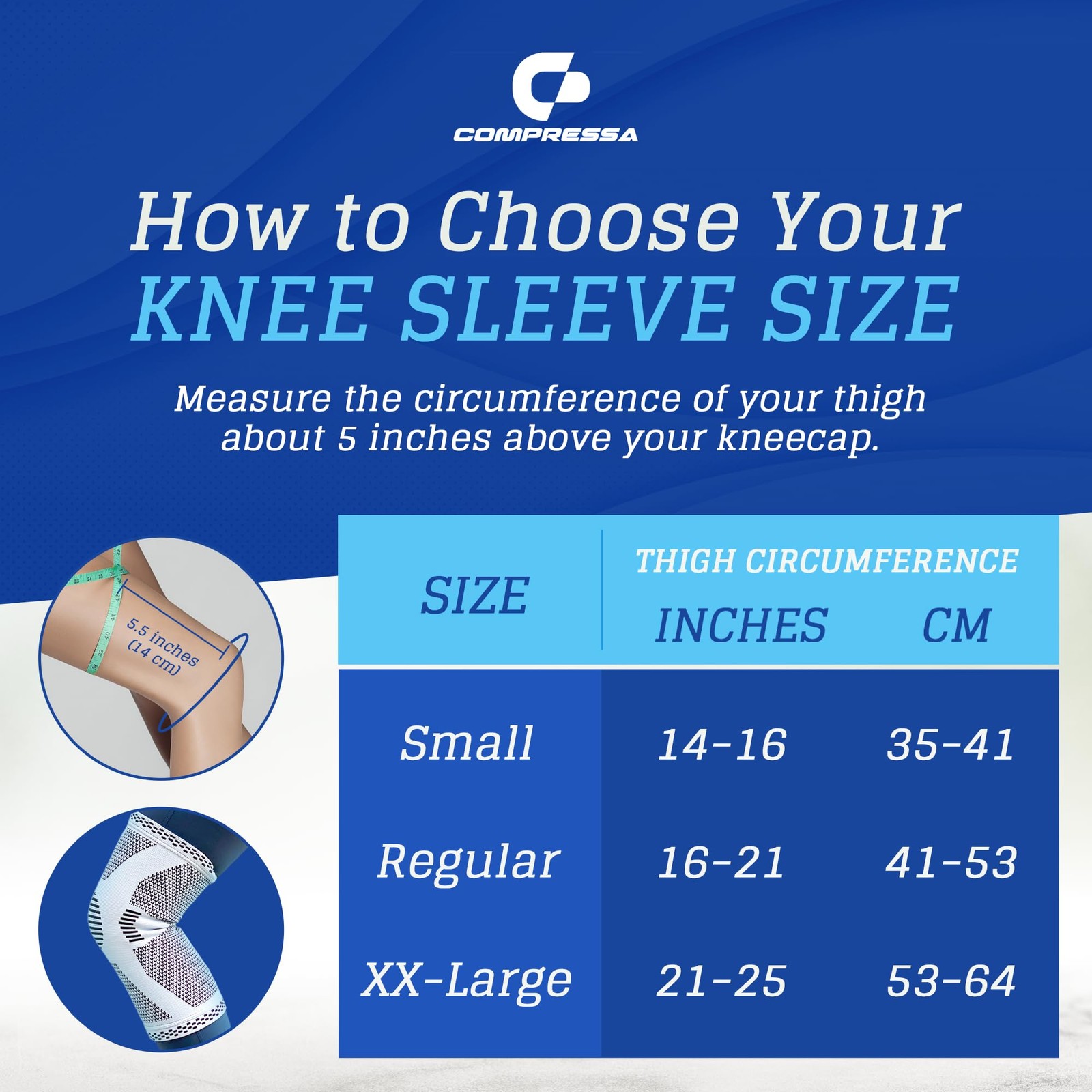 Compressa Knee Compression Sleeve For Women & Men, Braces for Pain – Non-Slip Su