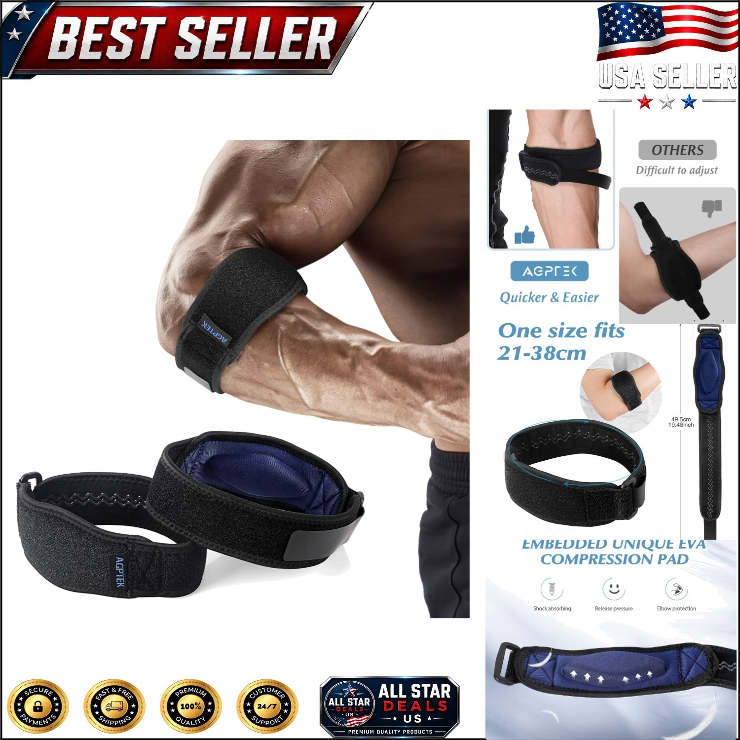 Elbow Brace Set for Tennis & Golf – Adjustable Pain Relief for Active Lifestyles