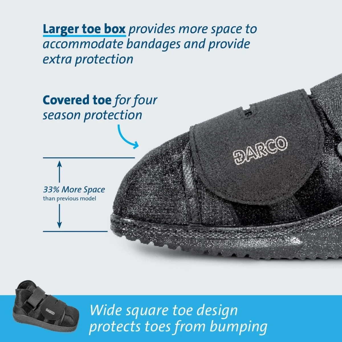 New DARCO Closed Toe Post-Op Boot Square Toe Shoe XS SM L XL