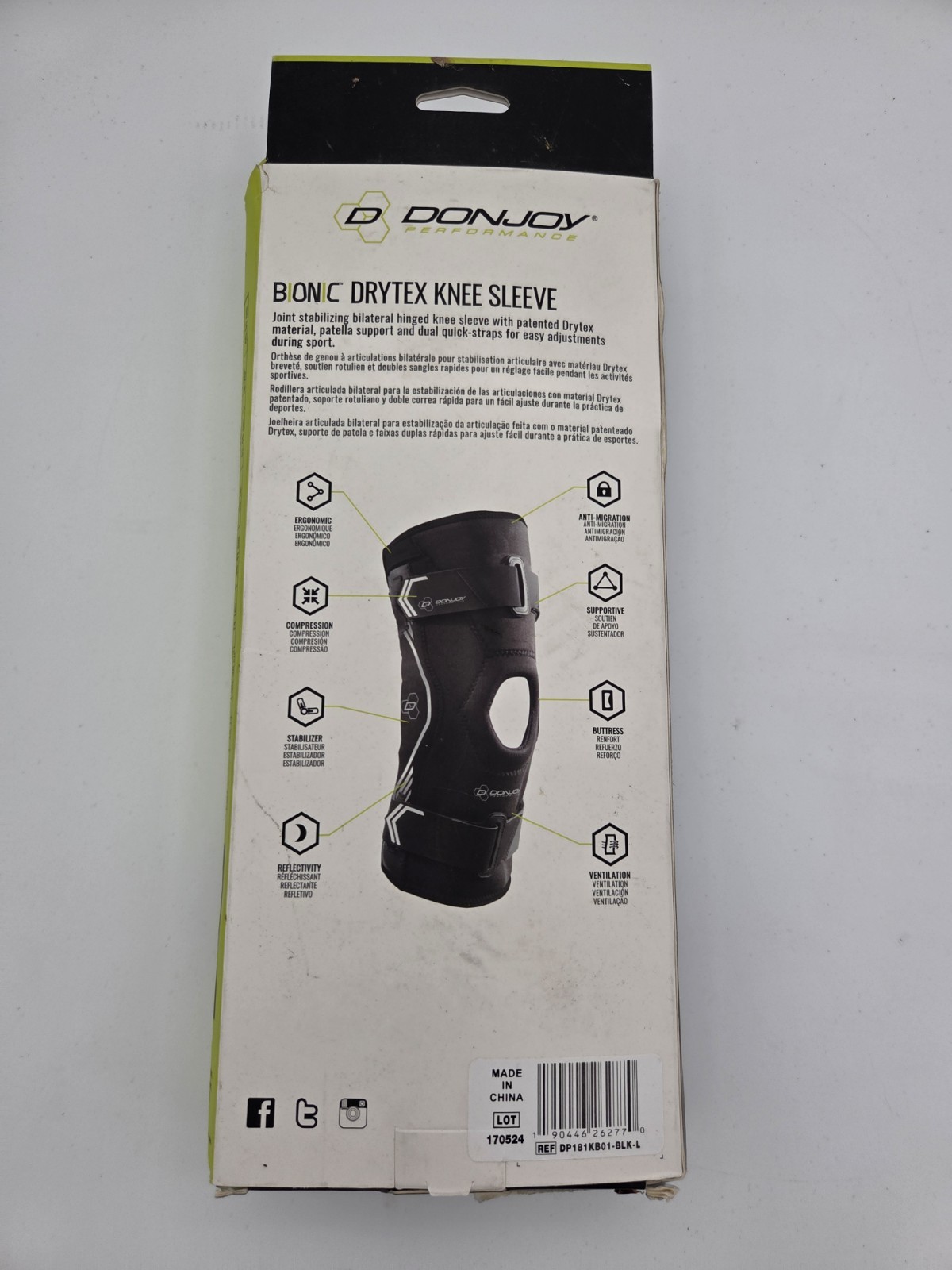 DonJoy Performance Bionic Drytex Knee Sleeve small (Black)
