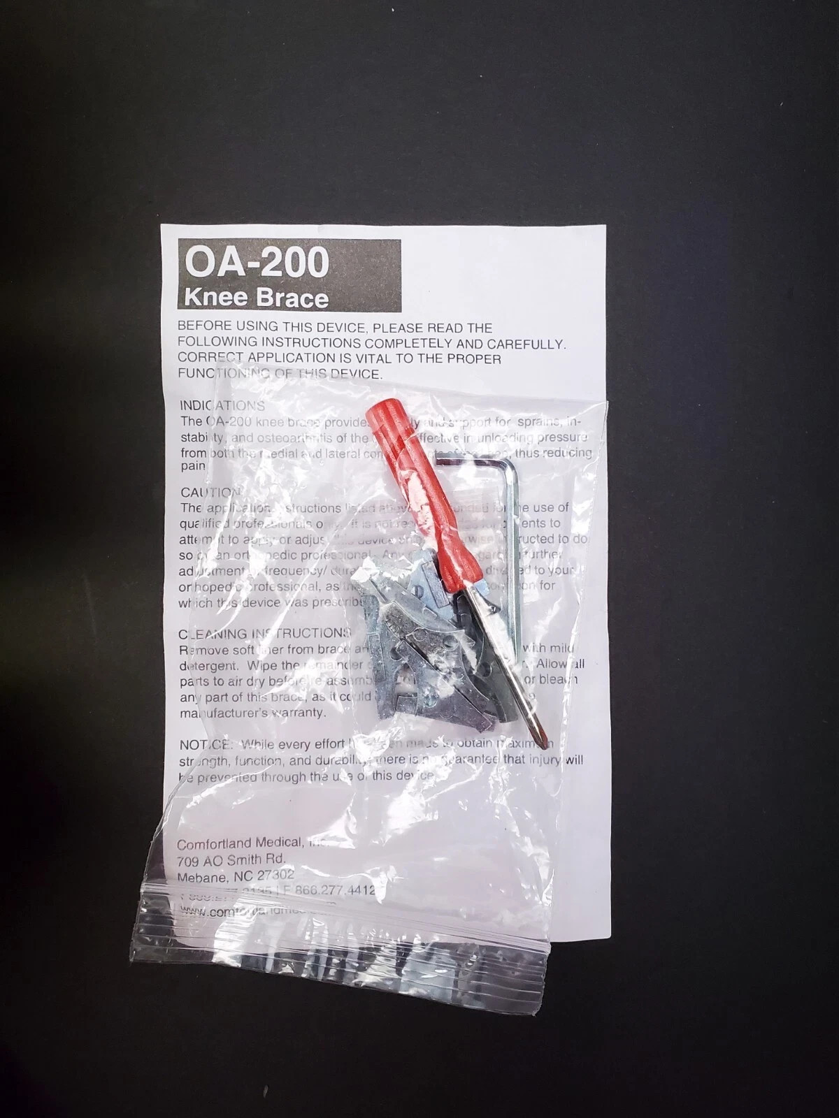 Comfortland OA-200-R Right Knee Brace OA Unloader w/ Case Tool Instructions New