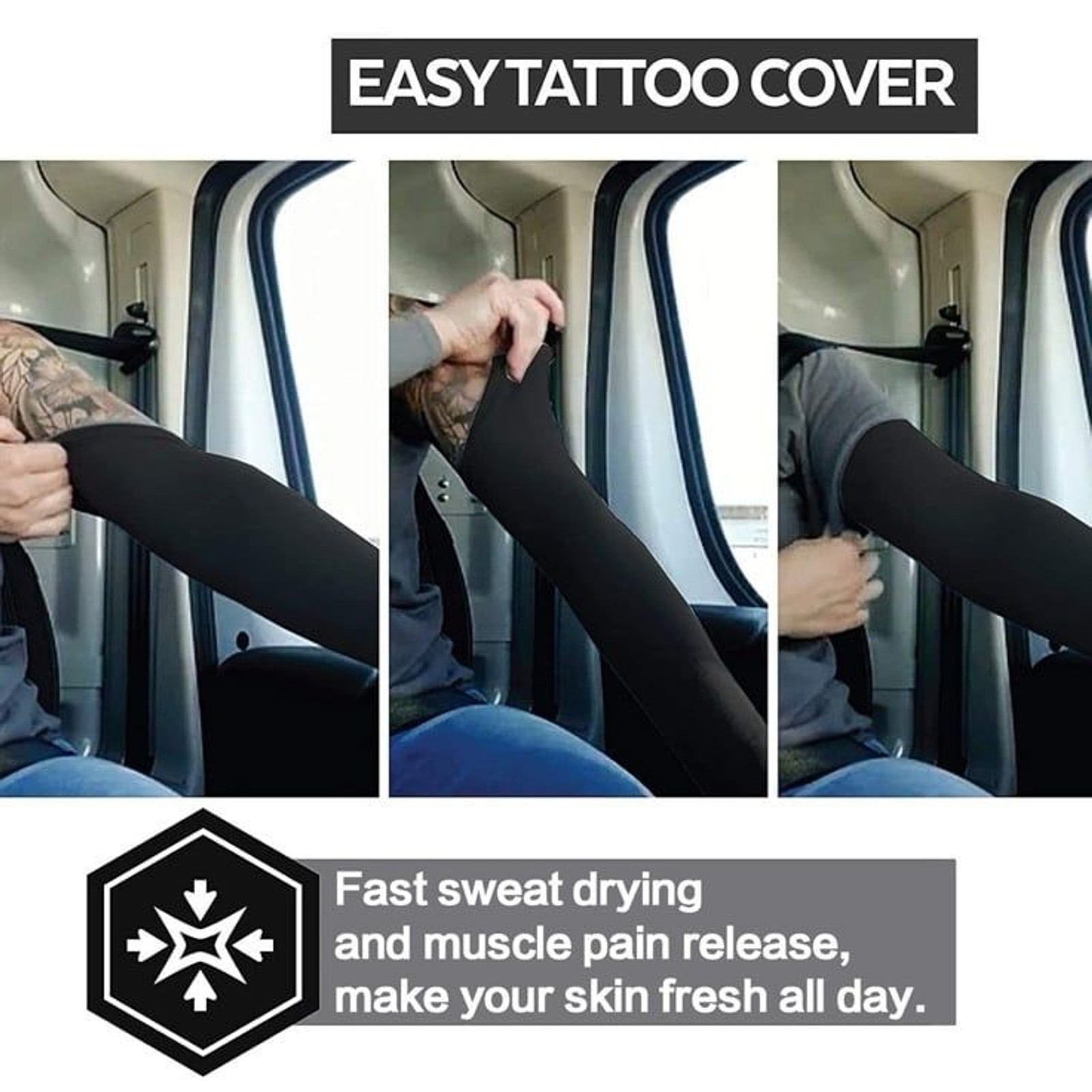 4 PACK -Arm Sleeves for Men and Women – Tattoo Cover Up – Cooling Sports Sleeve