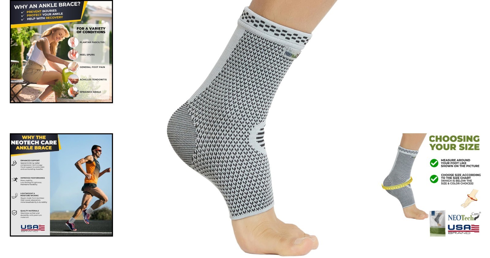Versatile Gray Ankle Support Sleeve for Men & Women – X-Small, Right & Left Fit