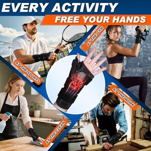 Carpal Tunnel Wrist Brace with Thumb Support,Adjustable Night Thumb Spica Splint