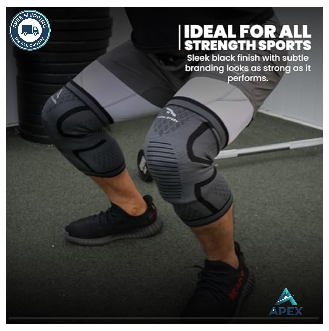 Knee Compression Sleeve Pair for Running Pain Relief Meniscus Support Men Women