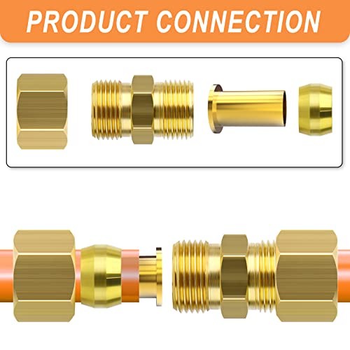 100PCS Brass Compression Fitting, Brass 3/8″ OD,100Pack Compression Insert