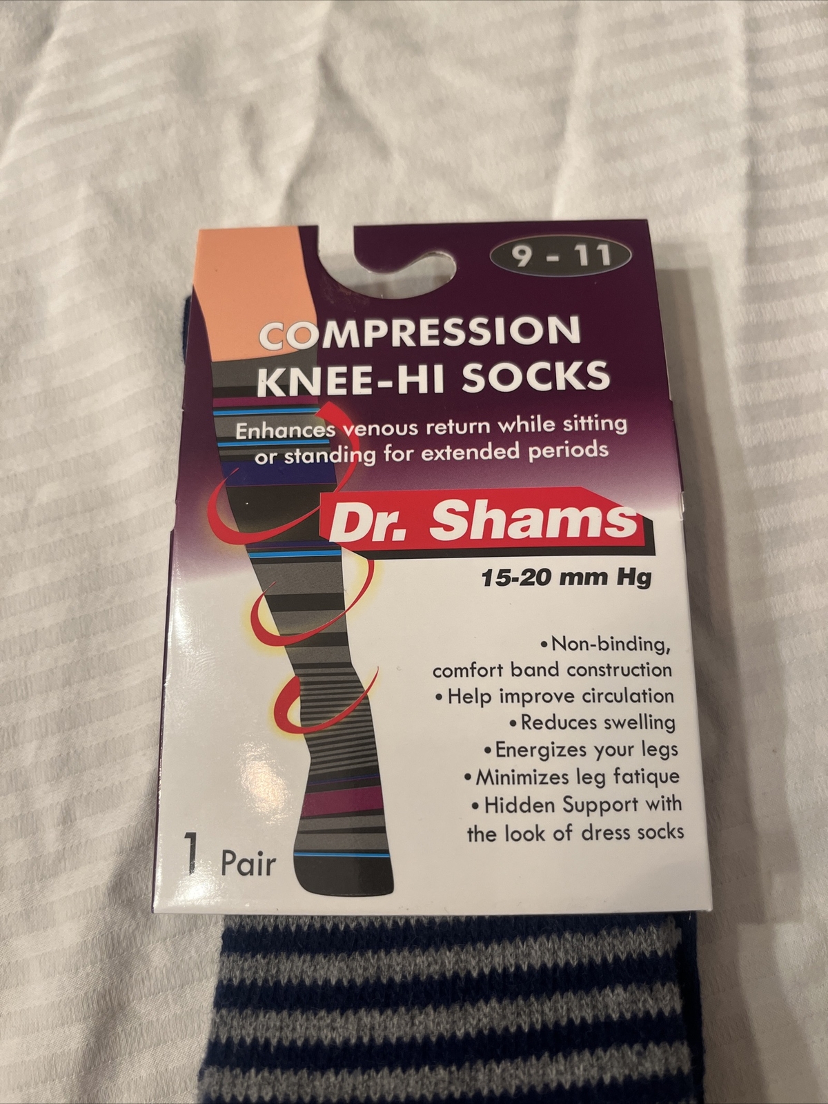 Compression Socks 1 pair Size 9-11 Knee High Socks Dr. Shams Moderate 15-30mm Hg